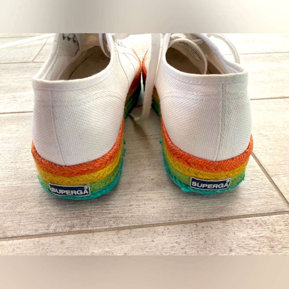 Superga 2790 White and Rainbow Platform Sneakers Women's 8 US or 39EU - Picture 5 of 8